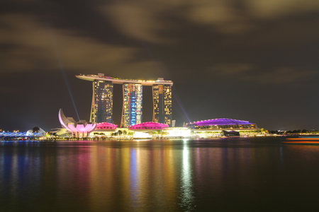 SINGAPORE - APRIL 10, 2016 : Skyline for bay sand at Singapore.のeditorial素材
