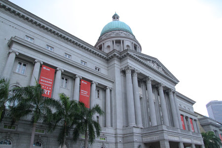 SINGAPORE - APRIL 10, 2016 : Supreme Court in Singapore. The building was the last structure in the style of classical victorian architecture to be built in the former British colony.のeditorial素材