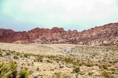 View of red rock canyon national park in Foggy day at nevada,USA.の写真素材