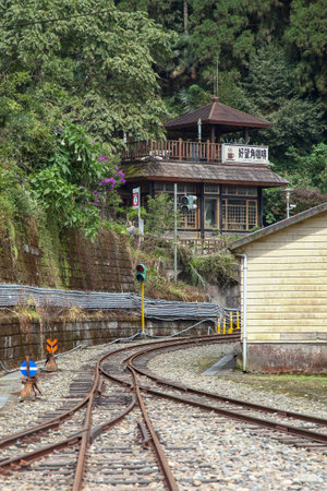 Fenchihu,taiwan-October 15,2018:Fenchihu Old train station at alishan mountain,taiwan