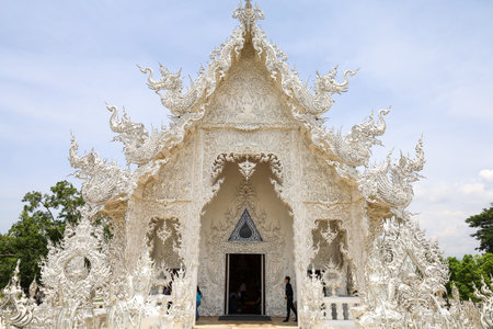 Chiang Rai,Thailand-July 26,2020:The beautiful landmark is white temple in Wat Rong Khun at thailandのeditorial素材