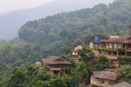 Chiang Rai,Thailand-July 27,2020:The building on pha hi village is nature landmark at Chiang Raiのeditorial素材