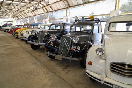 Nakhon Pathom, Thailand - February 6, 2021 : The old Classic cars in Jesada Museum, Nakhon Pathom, Thailand.のeditorial素材