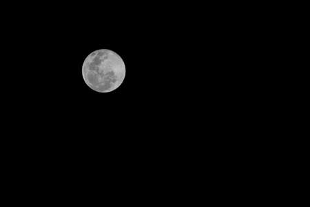 Close up full moon on the Black skyの写真素材