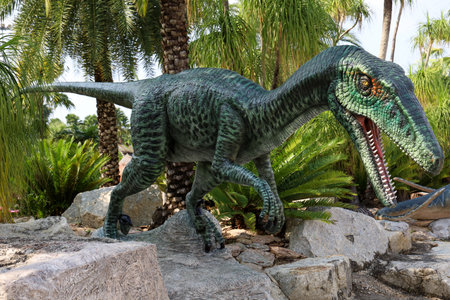 Pattaya,Thailand-January 28,2022:The dinosaurs statue is beautiful for travel in holiday at Nong Nooch Tropical Botanical Gardenのeditorial素材