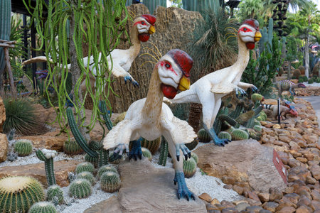 Pattaya,Thailand-January 28,2022:The dinosaurs statue is beautiful for travel in holiday at Nong Nooch Tropical Botanical Gardenのeditorial素材