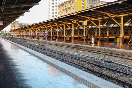 BANGKOK, Thailand - November 21, 2021 :Train Start From Hua Lamphong Station at Bangkok, Thailand.のeditorial素材