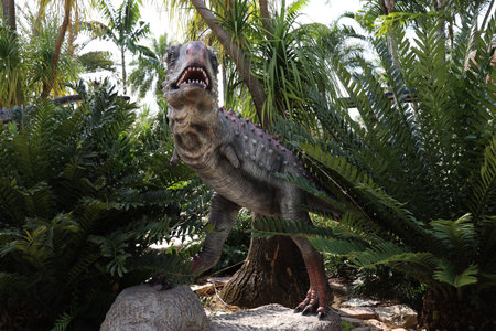 Pattaya,Thailand-January 28,2022:The dinosaurs statue is beautiful for travel in holiday at Nong Nooch Tropical Botanical Gardenのeditorial素材