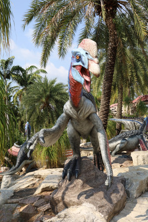 Pattaya,Thailand-January 28,2022:The dinosaurs statue is beautiful for travel in holiday at Nong Nooch Tropical Botanical Gardenのeditorial素材