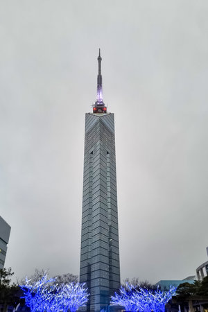 FUKUOKA, JAPAN -24 January 2023- View of the Fukuoka Tower,in the winterのeditorial素材