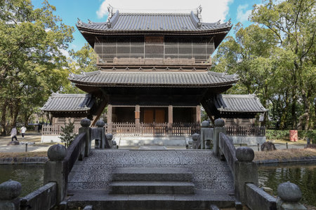 Fukuoka, Japan - JANUARY 28, 2023 : The Shofukuji Zen Temple is old and famous in gion,Fukuoka, Japanのeditorial素材