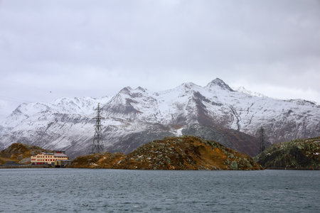 View of Landscape mountain in nature and environment at swissの写真素材