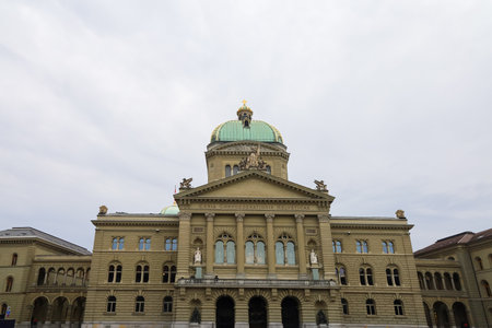 Bern,switzerland-October 23,2019:The Parliament Building is center landmark and famous in bern at switzerlandのeditorial素材