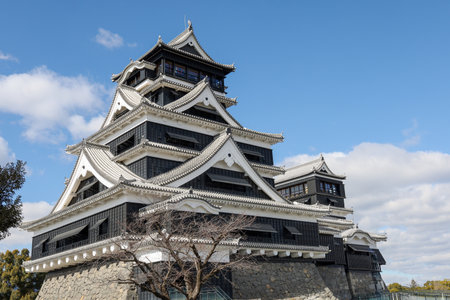 The Famous Landscape vintage building of Kumamoto Castle in Northern Kyushu, Japan.の写真素材