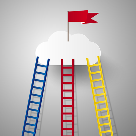 Competition concept, way to success , paper art styleのイラスト素材