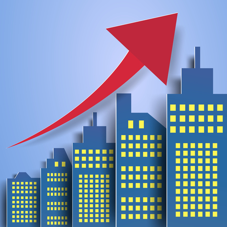 Growing graph , paper art styleのイラスト素材