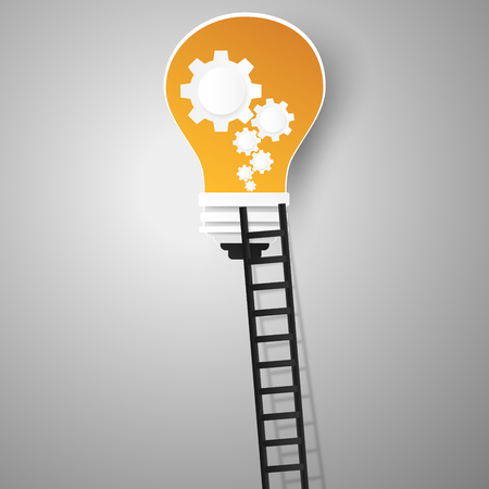 Ladder for idea concept , paper art styleのイラスト素材
