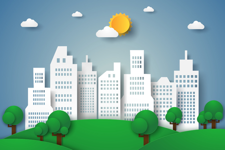 Cityscape , eco city , paper art styleのイラスト素材