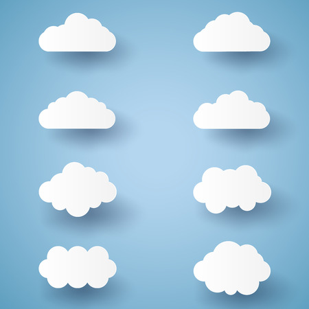 Cloud set , paper art styleのイラスト素材