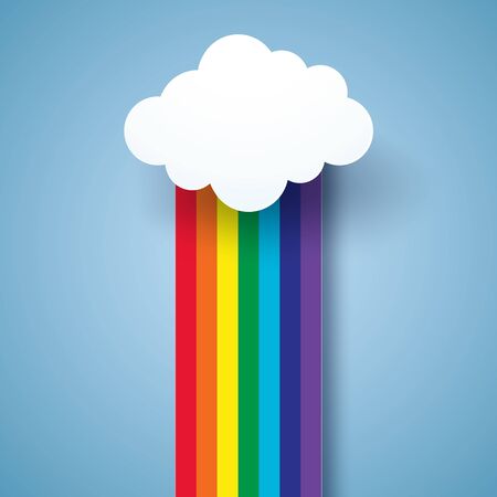 Rainbow and cloud , paper art styleのイラスト素材