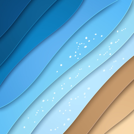 Abstract sea and beach background , paper art styleのイラスト素材