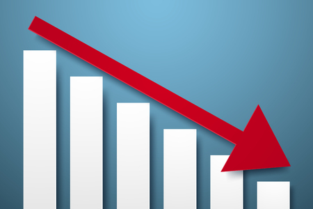 Graph down concept , paper art styleのイラスト素材