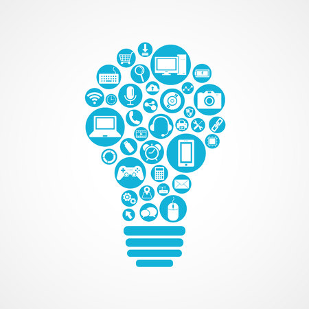 Technology devices icon in light bulb shapeのイラスト素材