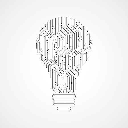 Cloud circuit board in light bulb shapeのイラスト素材