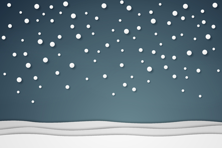 landscape and snow falling in winter seasonのイラスト素材