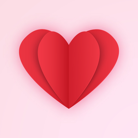 red heart shape , paper cutのイラスト素材