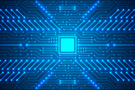Microchip Technology Background, blue digital circuit board pattern