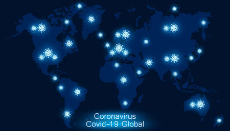 Coronavirus all around the world, the spread of novel coronavirus, Covid-2019, dangerous virus, pandemicのイラスト素材