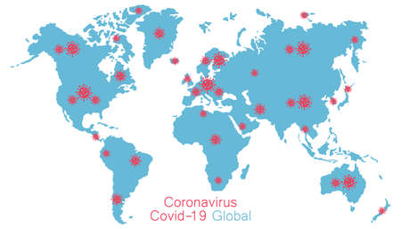 Coronavirus all around the world, the spread of novel coronavirus, Covid-2019, dangerous virus, pandemicのイラスト素材