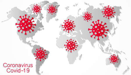 Coronavirus all around the world, the spread of novel virus, Covid-2019, dangerous virus, pandemicのイラスト素材