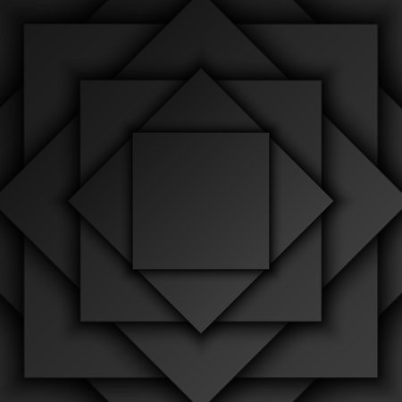 Abstract black square overlap layer background, square shape rotation pattern, dark minimal design with copy space, vector illustrationのイラスト素材