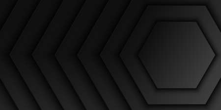 Abstract black hexagonal overlap layer background, hexagon shape pattern, dark minimal design with copy space, vector illustrationのイラスト素材