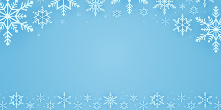 Merry Christmas, snowflakes pattern background, snow falling banner, copy space, paper art styleのイラスト素材