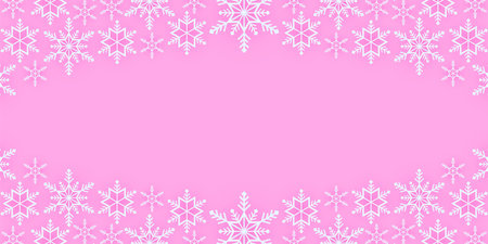 Merry Christmas, snowflakes pattern background, snow falling banner with copy space, paper art styleのイラスト素材