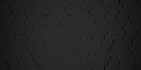 3d abstract black hexagonal background, hexagon shape