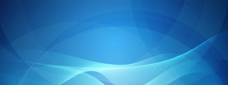 Abstract blue technology wave design, digital network background, vector communication concept, overlapping circle, blank spaceのイラスト素材
