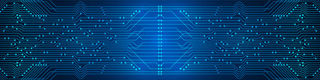 Abstract Digital Technology Background, blue circuit board pattern, microchip, power line