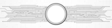 Abstract Digital Technology Background, white circle blank space on circuit board patternのイラスト素材