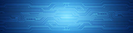 Abstract Technology Background, blue circuit board pattern, microchip, power lineのイラスト素材