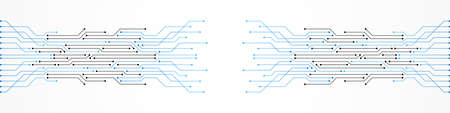 Abstract Technology Background, blue circuit board pattern, microchip, power lineのイラスト素材