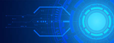 Abstract circle digital background, circuit technology, dot pattern, button blank spaceのイラスト素材