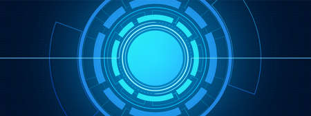 Abstract circle digital background, smart lens technology, dot pattern, button blank spaceのイラスト素材