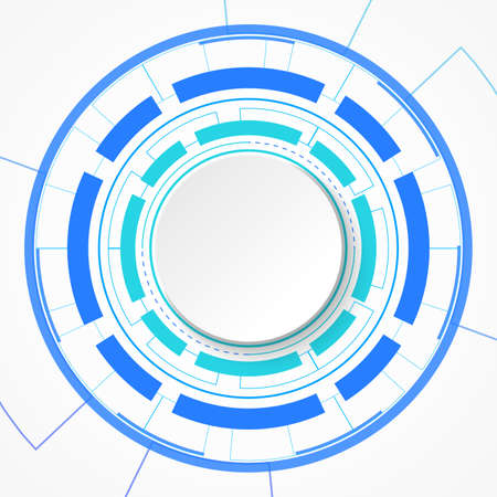 Abstract Technology Background, white circle banner on blue digital circleのイラスト素材