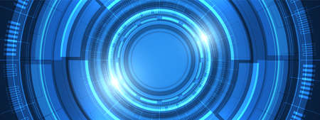 Abstract overlap circle digital background, smart lens technology with light effectのイラスト素材