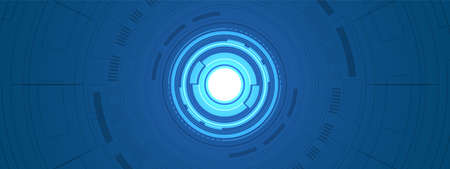 Abstract overlap circle digital background, smart lens technology with light effect, design conceptのイラスト素材