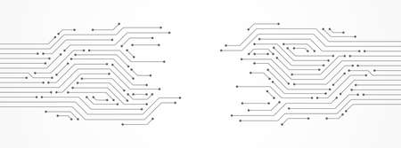 Abstract Technology Background, grey circuit board pattern, microchip, power line, blank spaceのイラスト素材